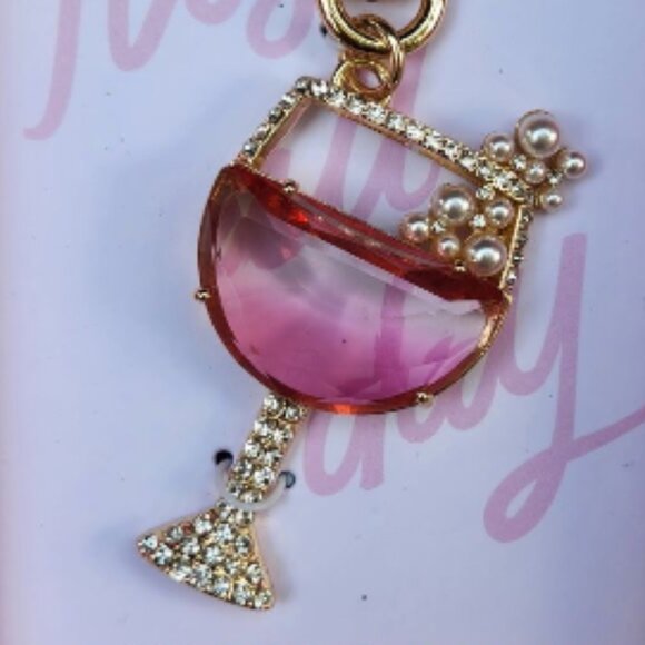 True To Form Pearl Embellished Rose All Day Bag Charm Keychain - Picture 3 of 6